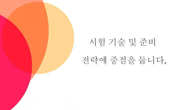 시험 기술 및 준비 전략에 중점을 둡니다.