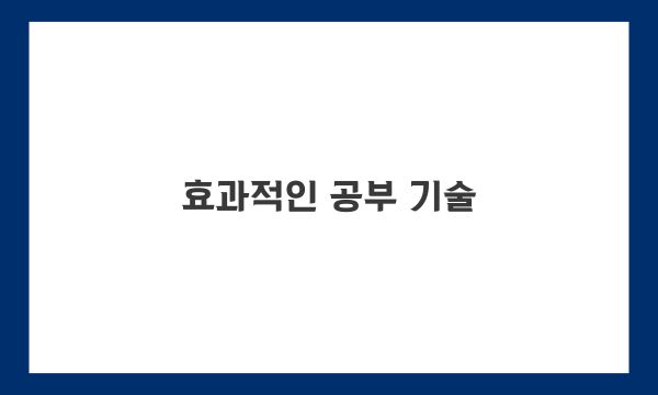 효과적인 공부 기술