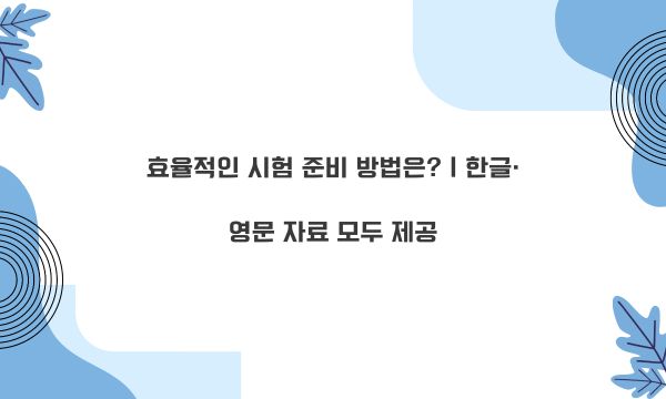 효율적인 시험 준비 방법은?｜한글·영문 자료 모두 제공